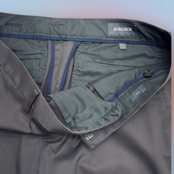 BONOBOS Men’s 34 x 32 FRIDAY SLIM Gray Chino pant - Picture 4 of 4